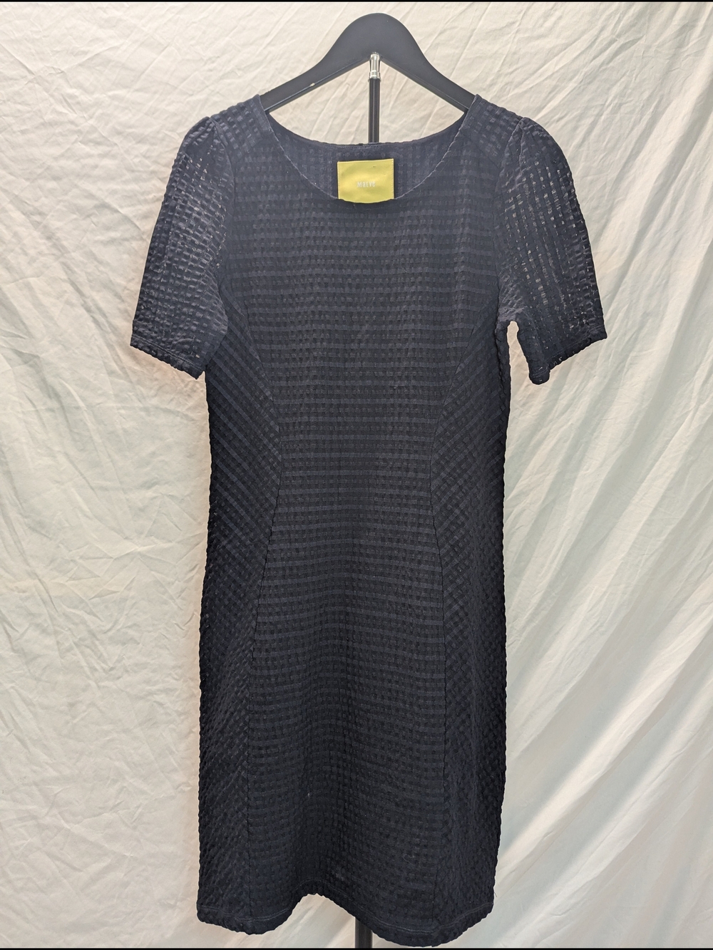 Maeve Anthropologie Womens Size S Navy Blue Grid Jersey Short Sleeve Shift Dress